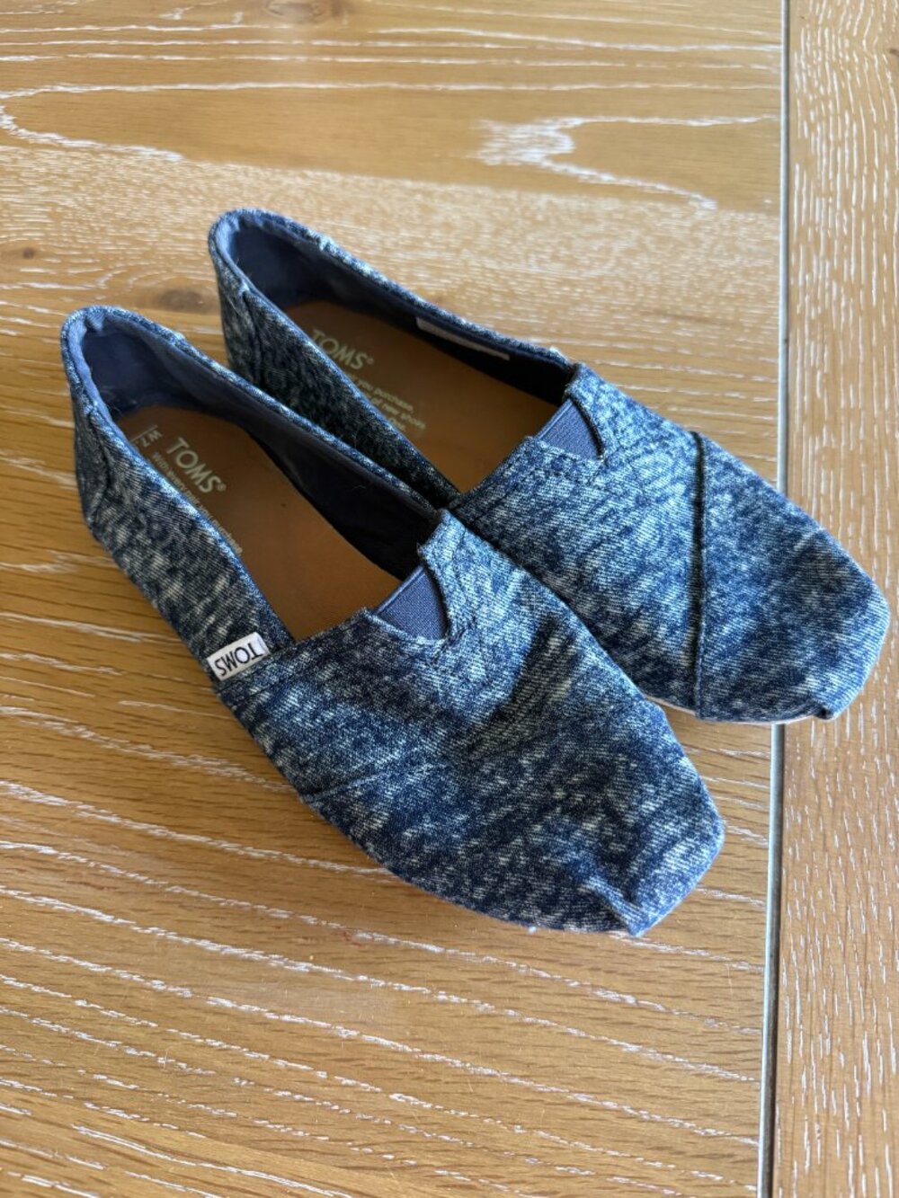 TOMS Classic Alpargata Size 7.5 Navy Speckled Canvas Slip On - Picture 2 of 4